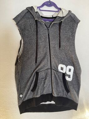 DKNY Black Heather Sleeveless Zip Hoodie